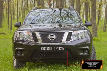 6 359 р. Комплект сетка и зимняя заглушка решетки радиатора и переднего бампера Русская Артель  Nissan Terrano  D10 (2013-2016) дорестайлинг (Поверхность текстурная)  с доставкой в г. Пермь. Увеличить фотографию 3