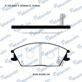 Комплект передних тормозных колодок MANDO Hyundai Accent 2 LC седан дорестайлинг (ТагАЗ) (1999-2012)