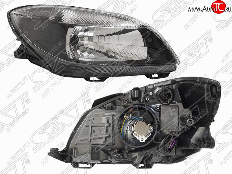 6 699 р. Правая фара передняя SAT (черная) Skoda Fabia Mk2 универсал рестайлинг (2010-2014)  с доставкой в г. Пермь