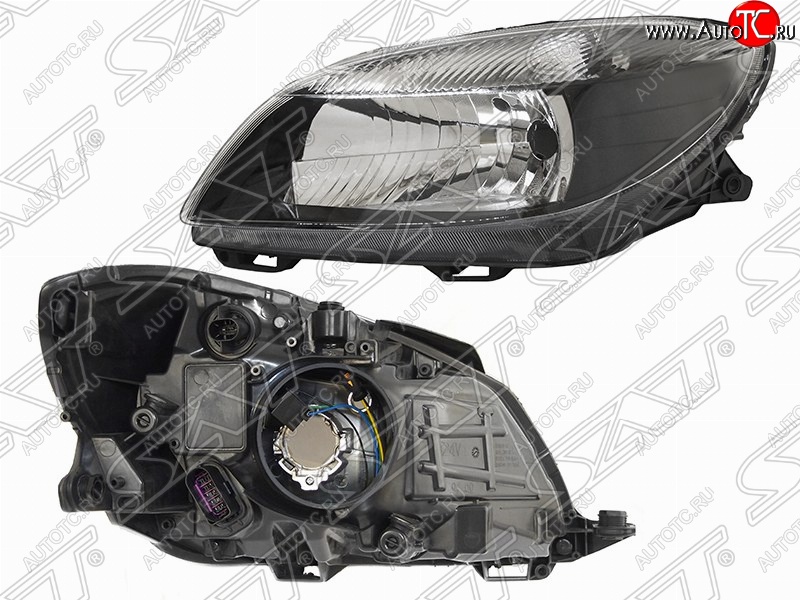 6 699 р. Левая фара передняя SAT (черная) Skoda Fabia Mk2 хэтчбэк рестайлинг (2010-2014)  с доставкой в г. Пермь