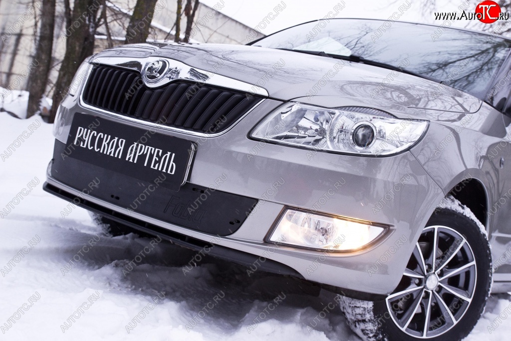 999 р. Зимняя заглушка решетки переднего бампера РА Skoda Fabia Mk2 универсал рестайлинг (2010-2014)  с доставкой в г. Пермь