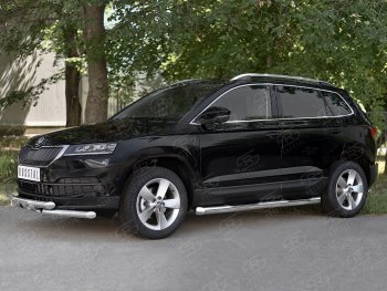 26 999 р. Защита переднего бампера (2 трубы Ø63 мм, нержавейка) SLITKOFF Skoda Karoq NU7 дорестайлинг (2017-2021)  с доставкой в г. Пермь. Увеличить фотографию 3