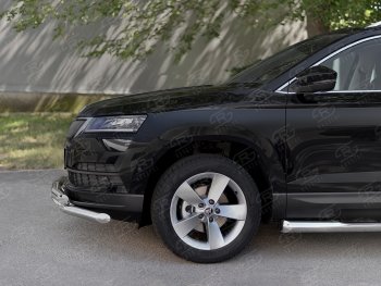 26 999 р. Защита переднего бампера (2 трубы Ø63 мм, нержавейка) SLITKOFF Skoda Karoq NU7 дорестайлинг (2017-2021)  с доставкой в г. Пермь. Увеличить фотографию 4