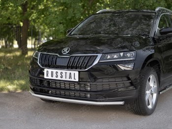 15 499 р. Защита переднего бампера (Ø42 мм, нержавейка) SLITKOFF Skoda Karoq NU7 дорестайлинг (2017-2021)  с доставкой в г. Пермь. Увеличить фотографию 2