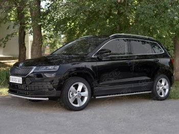 15 499 р. Защита переднего бампера (Ø42 мм, нержавейка) SLITKOFF Skoda Karoq NU7 дорестайлинг (2017-2021)  с доставкой в г. Пермь. Увеличить фотографию 3