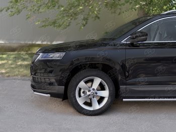 15 499 р. Защита переднего бампера (Ø42 мм, нержавейка) SLITKOFF Skoda Karoq NU7 дорестайлинг (2017-2021)  с доставкой в г. Пермь. Увеличить фотографию 4