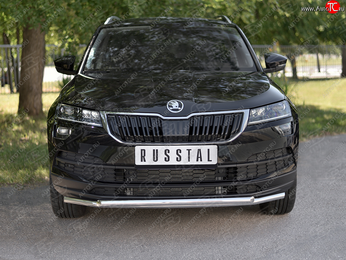 18 999 р. Защита переднего бампера (2 трубы Ø42 мм, нержавейка) SLITKOFF Skoda Karoq NU7 дорестайлинг (2017-2021)  с доставкой в г. Пермь