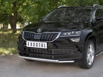18 999 р. Защита переднего бампера (2 трубы Ø42 мм, нержавейка) SLITKOFF Skoda Karoq NU7 дорестайлинг (2017-2021)  с доставкой в г. Пермь. Увеличить фотографию 2