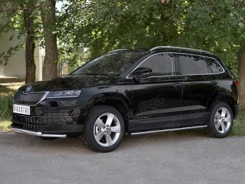 18 999 р. Защита переднего бампера (2 трубы Ø42 мм, нержавейка) SLITKOFF Skoda Karoq NU7 дорестайлинг (2017-2021)  с доставкой в г. Пермь. Увеличить фотографию 3
