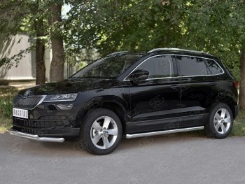 21 899 р. Защита переднего бампера (2 трубы Ø63 и 42 мм, нержавейка) SLITKOFF Skoda Karoq NU7 дорестайлинг (2017-2021)  с доставкой в г. Пермь. Увеличить фотографию 3
