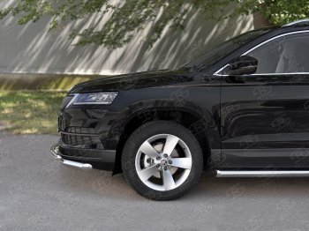 21 899 р. Защита переднего бампера (2 трубы Ø63 и 42 мм, нержавейка) SLITKOFF Skoda Karoq NU7 дорестайлинг (2017-2021)  с доставкой в г. Пермь. Увеличить фотографию 4