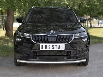 Защита переднего бампера (Ø63 мм, нержавейка) SLITKOFF Skoda Karoq  NU7 (2017-2021) дорестайлинг
