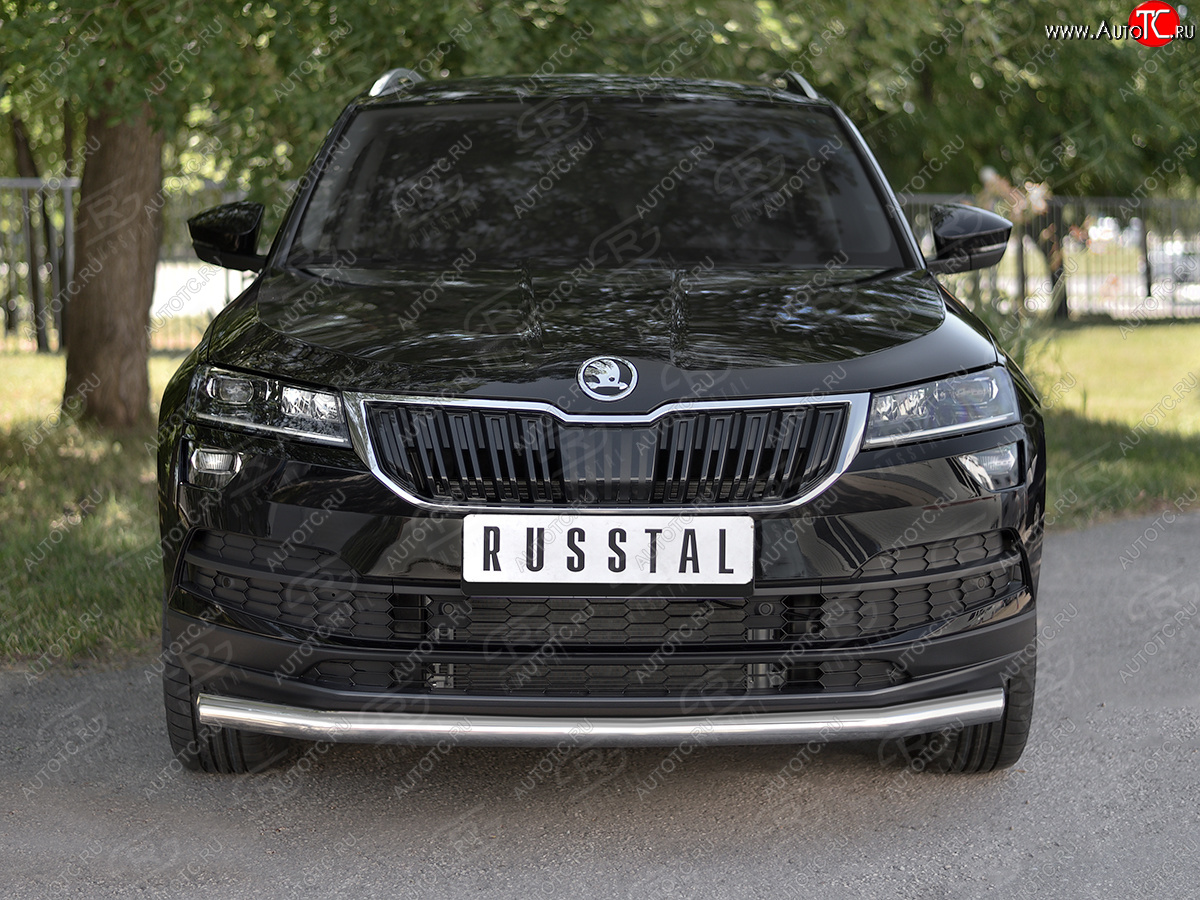 16 299 р. Защита переднего бампера (Ø63 мм, нержавейка) SLITKOFF Skoda Karoq NU7 дорестайлинг (2017-2021)  с доставкой в г. Пермь