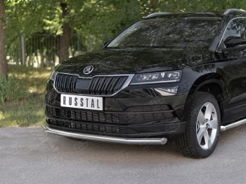 16 299 р. Защита переднего бампера (Ø63 мм, нержавейка) SLITKOFF Skoda Karoq NU7 дорестайлинг (2017-2021)  с доставкой в г. Пермь. Увеличить фотографию 2