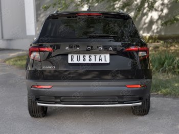 Защита заднего бампера (Ø42 мм, нержавейка) SLITKOFF Skoda Karoq  NU7 (2017-2021) дорестайлинг