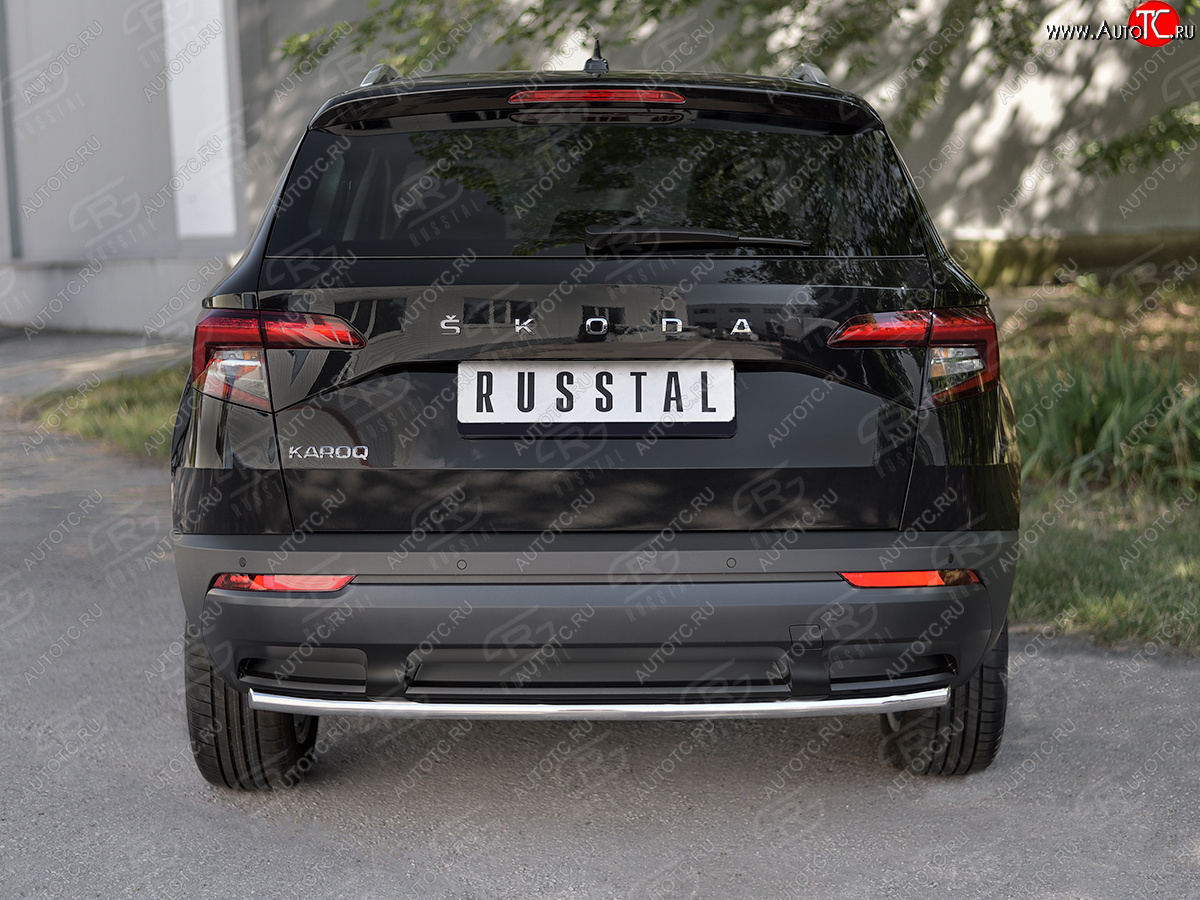 14 549 р. Защита заднего бампера (Ø42 мм, нержавейка) SLITKOFF Skoda Karoq NU7 дорестайлинг (2017-2021)  с доставкой в г. Пермь