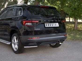 12 599 р. Защита заднего бампера (Ø42 мм уголки, нержавейка) SLITKOFF Skoda Karoq NU7 дорестайлинг (2017-2021)  с доставкой в г. Пермь. Увеличить фотографию 2