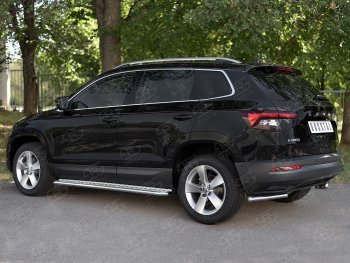 12 599 р. Защита заднего бампера (Ø42 мм уголки, нержавейка) SLITKOFF Skoda Karoq NU7 дорестайлинг (2017-2021)  с доставкой в г. Пермь. Увеличить фотографию 4