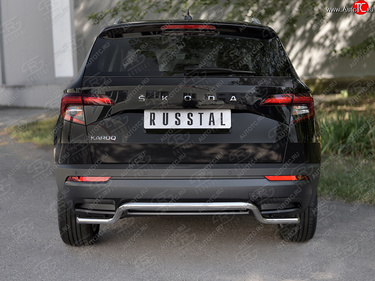 14 999 р. Защита заднего бампера (Ø42 мм волна, нержавейка) SLITKOFF Skoda Karoq NU7 дорестайлинг (2017-2021)  с доставкой в г. Пермь