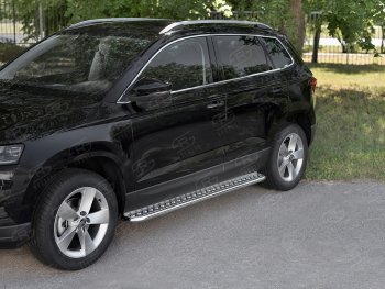 24 649 р. Пороги SLITKOFF d42 с листом  Skoda Karoq  NU7 (2017-2025) дорестайлинг, рестайлинг (лист алюминий, труба нержавейка)  с доставкой в г. Пермь. Увеличить фотографию 2