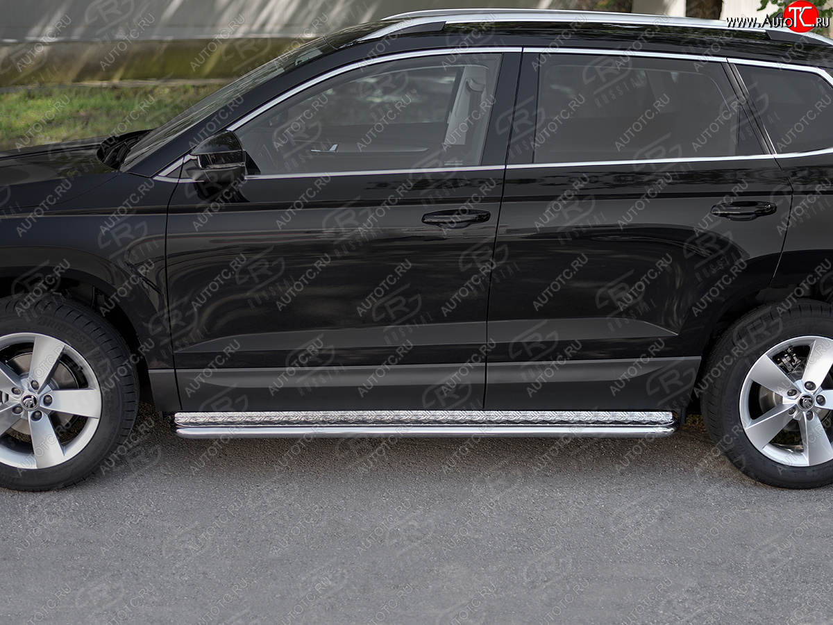 22 999 р. Пороги SLITKOFF d42 с листом  Skoda Karoq  NU7 (2017-2025) дорестайлинг, рестайлинг (лист алюминий, труба сталь)  с доставкой в г. Пермь