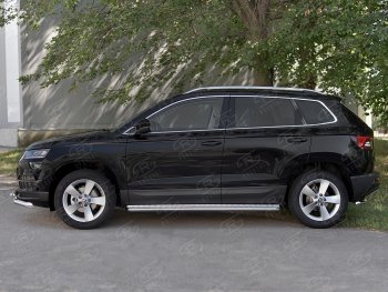 22 999 р. Пороги SLITKOFF d42 с листом  Skoda Karoq  NU7 (2017-2025) дорестайлинг, рестайлинг (лист алюминий, труба сталь)  с доставкой в г. Пермь. Увеличить фотографию 3