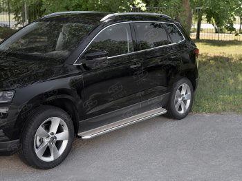 35 549 р. Пороги SLITKOFF d42 с листом  Skoda Karoq  NU7 (2017-2025) дорестайлинг, рестайлинг (лист нержавейка, труба нержавейка)  с доставкой в г. Пермь. Увеличить фотографию 2