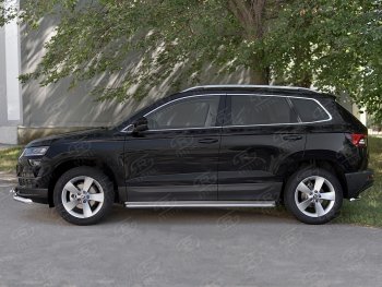 35 549 р. Пороги SLITKOFF d42 с листом  Skoda Karoq  NU7 (2017-2025) дорестайлинг, рестайлинг (лист нержавейка, труба нержавейка)  с доставкой в г. Пермь. Увеличить фотографию 3