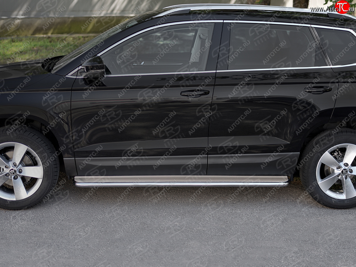 35 549 р. Пороги SLITKOFF d42 с листом  Skoda Karoq  NU7 (2017-2025) дорестайлинг, рестайлинг (лист нержавейка, труба нержавейка)  с доставкой в г. Пермь
