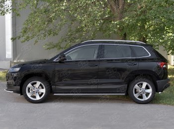 16 649 р. Защита порогов Russtal труба 75х42 овал с проступью Skoda Karoq NU7 рестайлинг (2020-2025)  с доставкой в г. Пермь. Увеличить фотографию 3