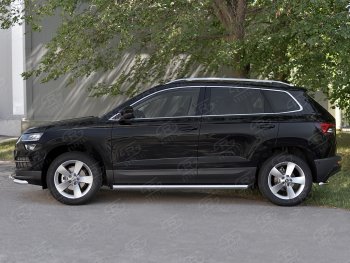 19 999 р. Защита порогов на SLITKOFF труба d63  Skoda Karoq  NU7 (2017-2025) дорестайлинг, рестайлинг (защита порогов со скосами на торцах)  с доставкой в г. Пермь. Увеличить фотографию 3