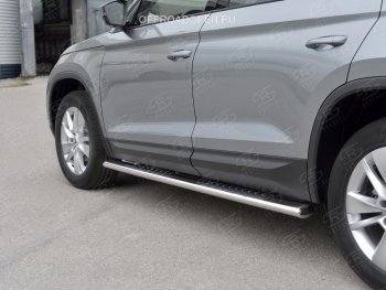 19 399 р. Порожки для ног (Ø120х60 мм с проступью, нержавейка) Russtal Skoda Kodiaq NU7 дорестайлинг (2017-2021)  с доставкой в г. Пермь. Увеличить фотографию 4