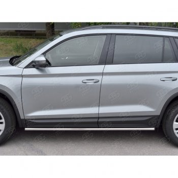 17 999 р. Пороги накладки труба d42 (v 1) SLITKOFF Skoda Kodiaq NU7 дорестайлинг (2017-2021) (Неокрашенные)  с доставкой в г. Пермь. Увеличить фотографию 2