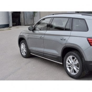 17 999 р. Пороги накладки труба d42 (v 1) SLITKOFF Skoda Kodiaq NU7 дорестайлинг (2017-2021) (Неокрашенные)  с доставкой в г. Пермь. Увеличить фотографию 3