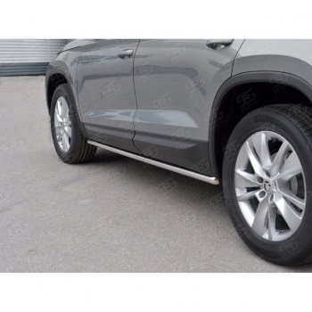 17 999 р. Пороги накладки труба d42 (v 1) SLITKOFF Skoda Kodiaq NU7 дорестайлинг (2017-2021) (Неокрашенные)  с доставкой в г. Пермь. Увеличить фотографию 4