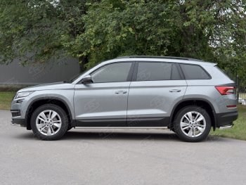 Пороги накладки труба d42 (v 1) SLITKOFF Skoda Kodiaq  NU7 (2017-2021) дорестайлинг