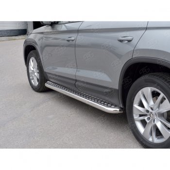 25 499 р. Пороги труба d63 с листом (Лист алюм, проф.сталь) (v2) SLITKOFF  Skoda Kodiaq  NU7 (2017-2021) дорестайлинг  с доставкой в г. Пермь. Увеличить фотографию 4