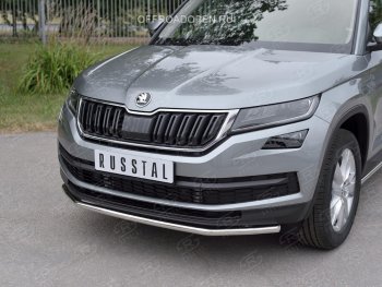 15 249 р. Защита переднего бампера (Ø42 мм, нержавейка) SLITKOFF Skoda Kodiaq NU7 дорестайлинг (2017-2021)  с доставкой в г. Пермь. Увеличить фотографию 3