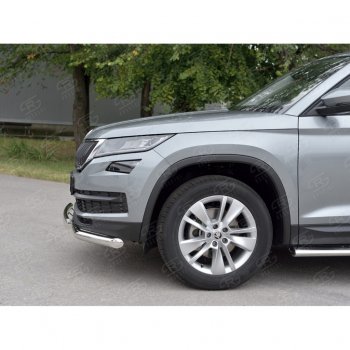 16 249 р. Защита переднего бампера (2 трубы Ø63 и 75х42 мм, нержавейка) Russtal Skoda Kodiaq NU7 дорестайлинг (2017-2021)  с доставкой в г. Пермь. Увеличить фотографию 4