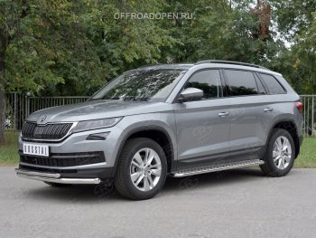 20 999 р. Защита переднего бампера (2 трубы Ø63 и 42 мм, нержавейка) SLITKOFF Skoda Kodiaq NU7 дорестайлинг (2017-2021)  с доставкой в г. Пермь. Увеличить фотографию 4