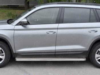 35 549 р. Широкая защита порогов из трубы диаметром 42 мм SLITKOFF v3 Skoda Kodiaq NU7 дорестайлинг (2017-2021)  с доставкой в г. Пермь. Увеличить фотографию 2