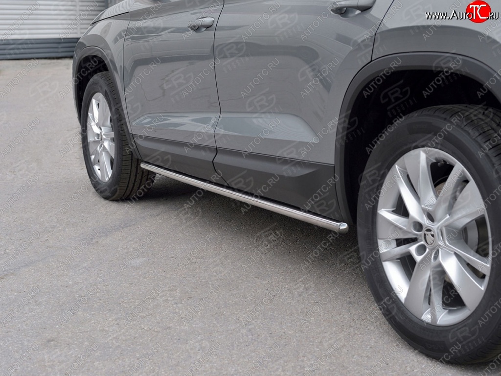 17 999 р. Защита порогов SLITKOFF из круглой трубы диаметром 42 мм v3  Skoda Kodiaq  NU7 (2017-2021) дорестайлинг  с доставкой в г. Пермь