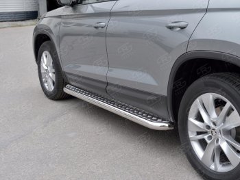 28 899 р. Широкая защита порогов с трубой диаметром 63 мм SLITKOFF v1 Skoda Kodiaq NU7 дорестайлинг (2017-2021)  с доставкой в г. Пермь. Увеличить фотографию 2