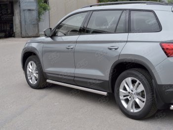 18 799 р. Защита порогов из круглой трубы диаметром 63 мм SLITKOFF v2 Skoda Kodiaq NU7 дорестайлинг (2017-2021)  с доставкой в г. Пермь. Увеличить фотографию 2