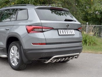 22 349 р. Защита заднего бампера (Ø42 мм волна+зубы, нержавейка) SLITKOFF  Skoda Kodiaq  NU7 (2017-2021) дорестайлинг  с доставкой в г. Пермь. Увеличить фотографию 3
