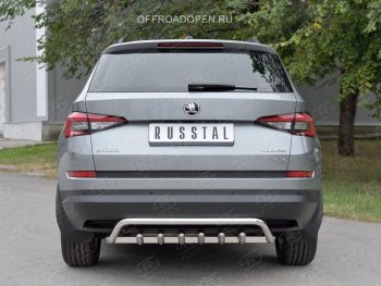 22 349 р. Защита заднего бампера (Ø42 мм волна+зубы, нержавейка) SLITKOFF  Skoda Kodiaq  NU7 (2017-2021) дорестайлинг  с доставкой в г. Пермь. Увеличить фотографию 4