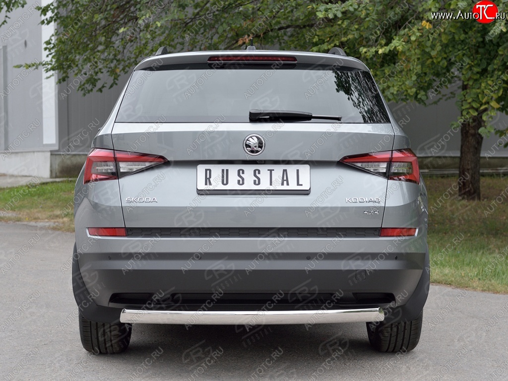 13 399 р. Защита заднего бампера d75х42 дуга Russtal Skoda Kodiaq NU7 дорестайлинг (2017-2021)  с доставкой в г. Пермь