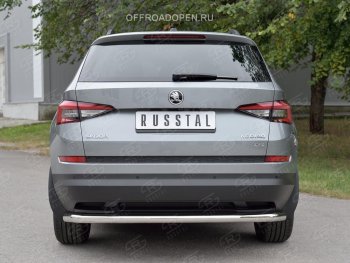 16 999 р. Защита заднего бампера (Ø63 мм, нержавейка) SLITKOFF  Skoda Kodiaq  NU7 (2017-2021) дорестайлинг  с доставкой в г. Пермь. Увеличить фотографию 3