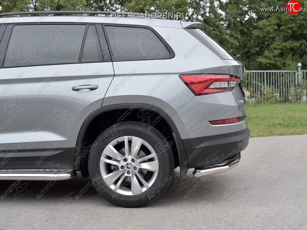 16 999 р. Защита заднего бампера (Ø63 мм, нержавейка) SLITKOFF  Skoda Kodiaq  NU7 (2017-2021) дорестайлинг  с доставкой в г. Пермь