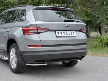 13 849 р. Защита заднего бампера (Ø42 мм, уголки, нержавейка) SLITKOFF Skoda Kodiaq NU7 дорестайлинг (2017-2021)  с доставкой в г. Пермь. Увеличить фотографию 3